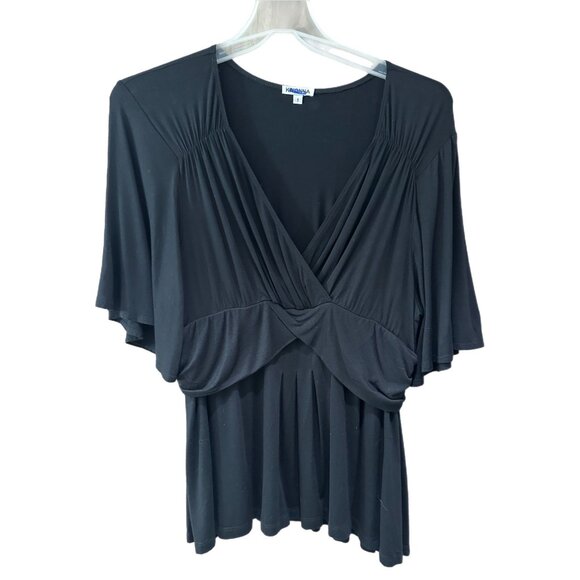 Kiyonna Women’s Size 1X Black Promenade Surplice Top Blouse - Picture 1 of 5